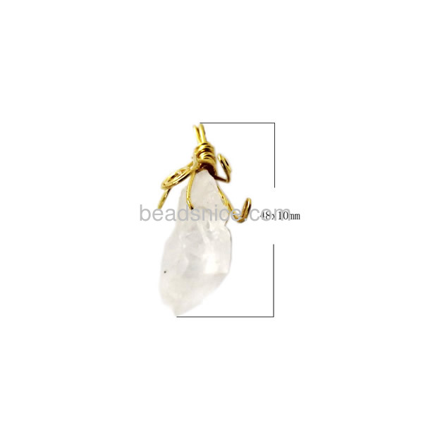 druzy crystal quartz pendant Wire wrap handmade jewelry pendant raw stone crystal clear quartz rough gemstone with brass wire wr