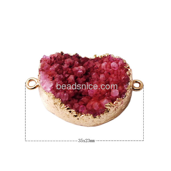 Druzy connector wholesale in real 14k gold plated brass