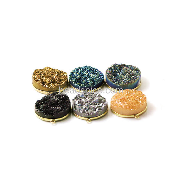 Druzy geode natural round gold plated connectors make necklace special