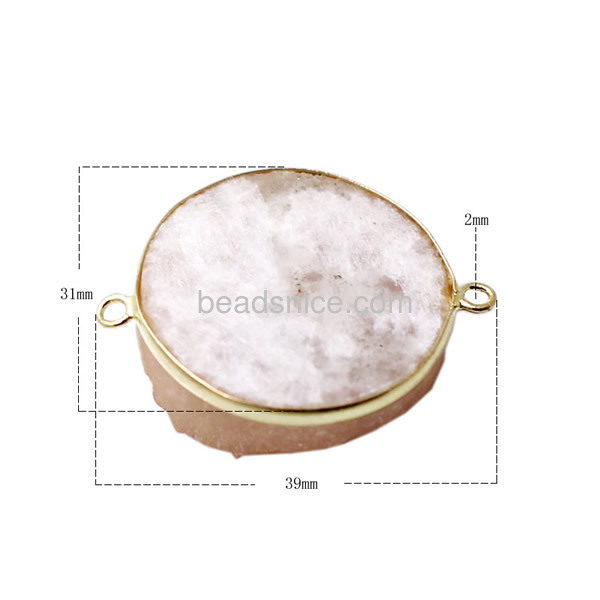 Druzy geode natural round gold plated connectors make necklace special