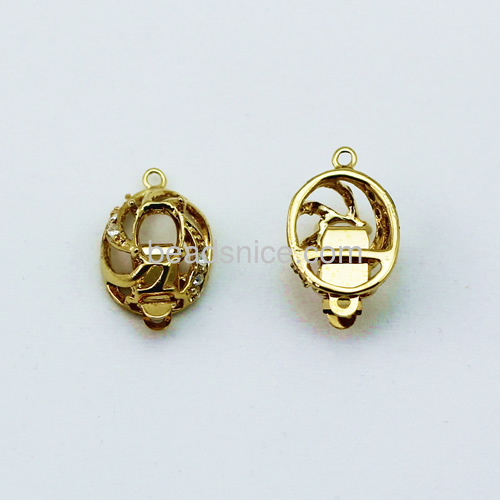 无价格Jewelry brass clasp,with rhinestone,flower,11x19mm,nickel free,lead safe,one row,