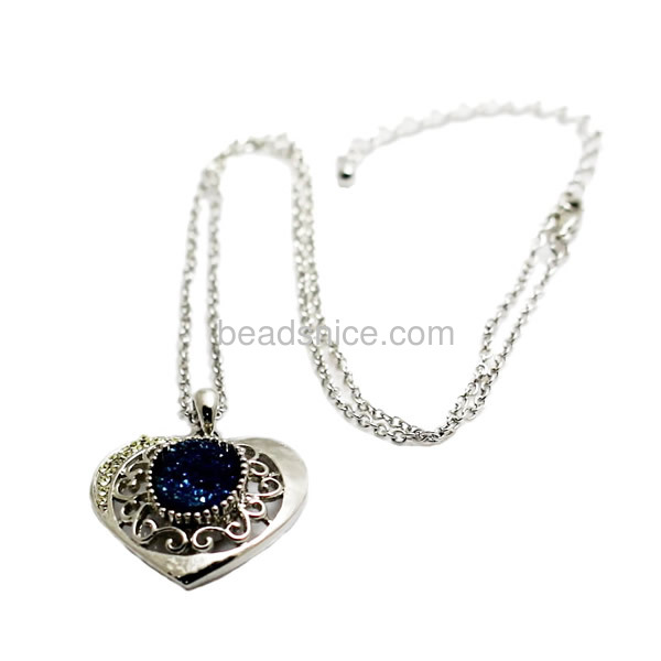wholesale druzy jewelry druzy pendant necklace with zinc alloy real gold color plated