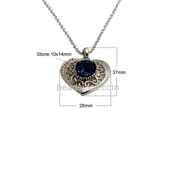 wholesale druzy jewelry druzy pendant necklace with zinc alloy real gold color plated