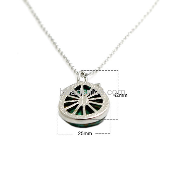 Unique jewelry Malachite pendant necklaces wholesale real Rhodium plated