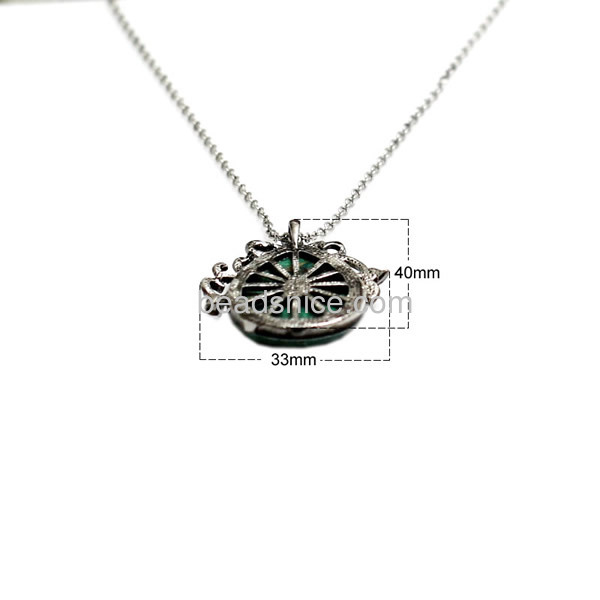 Malachite pendant necklace new product with real Rhodium plated unique jewelry wholesale