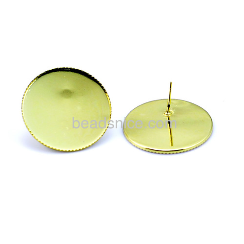 Ear mountings cabochon setting brass round without earnut muti-color for choice