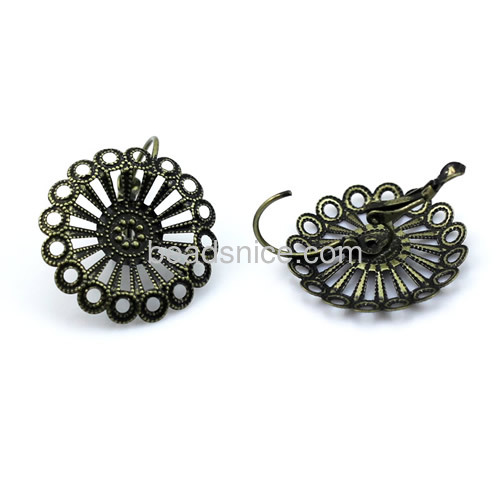 Earring hook components cabochons for women brass flower