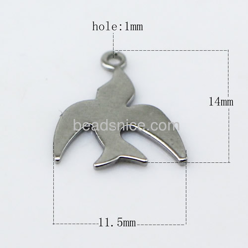 Pendant Charm Jewelry pendant findings Brass lead-safe nickel-free bird-shaped
