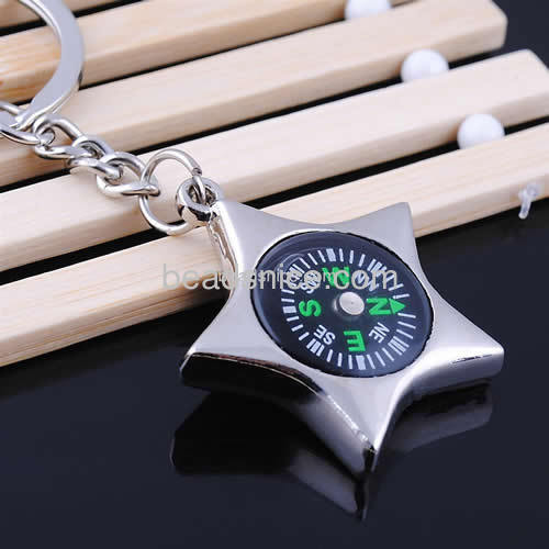 Pentacle pendant keychain personalized custom key rings helmsman compass pendant wholesale vogue jewelry findings creative gifts