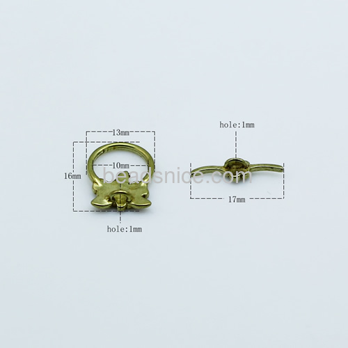 Brass Toggle Clasp,16x13mm,17mm,Hole About:1mm,Inside Diameter:10mm