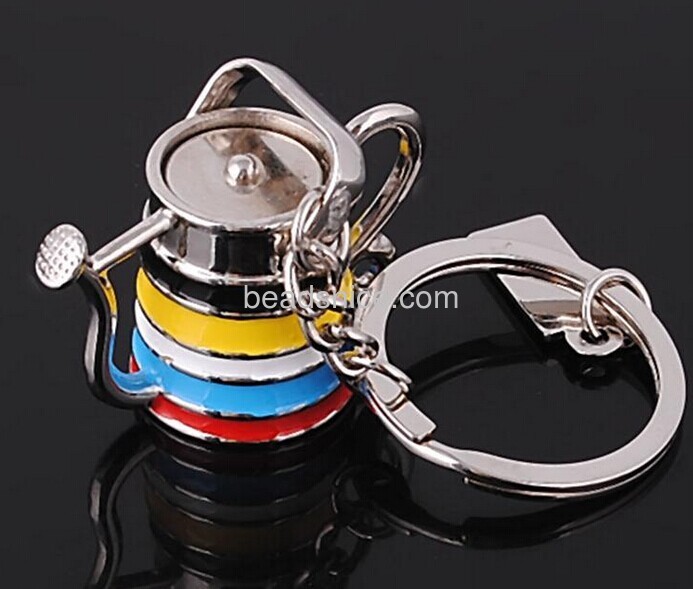 Keychin manufacturers of gift zinc alloy colored oil painting simulation Watering keychain 30X30X20mm