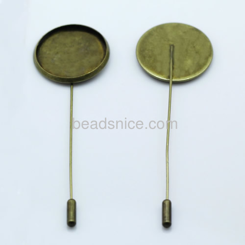 Brass Brooch Finding,27mm,Length:90mm,Nickel-Free,Lead-Safe
