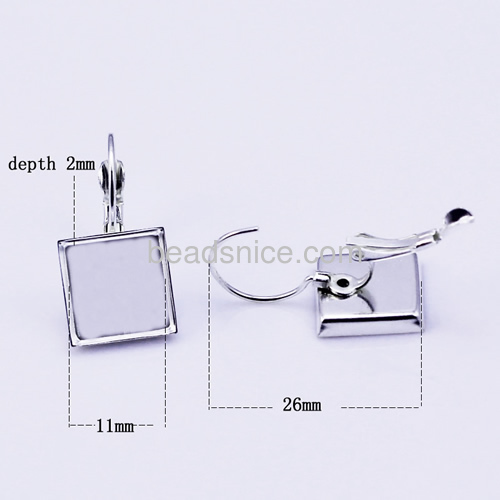 Earring pendant base  Jewelry Earing findings brass square-shaped