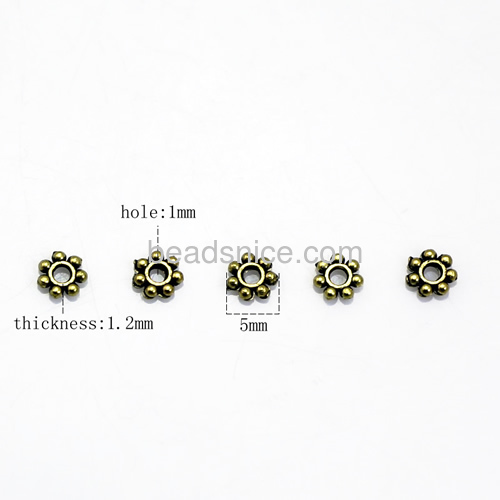 zinc Alloy Spacer Beads,1.2x5mm，lead-free,nickel-free,