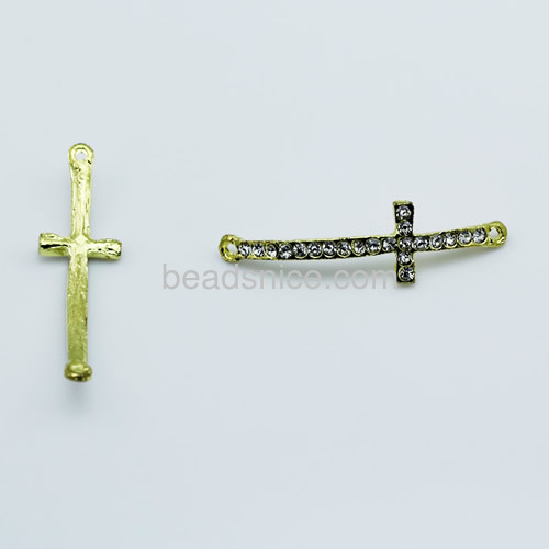 Cross connector with rhinestone Jewelry connector fingdings Zinc Alloy cross-shaped