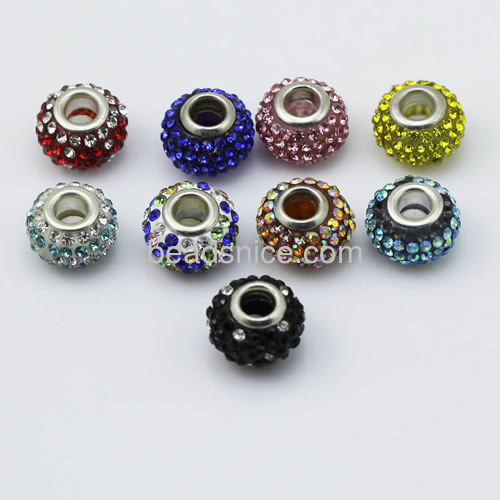Rhinestone beads with resin Jewelry beads rhinestone mix-style roundelle