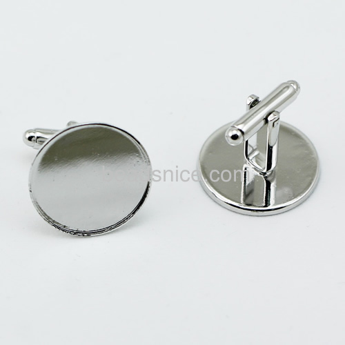 Cuff link Smooth Edge Base Costume Jewelry findings Brass Nickel-Free Lead-Safe flat-round
