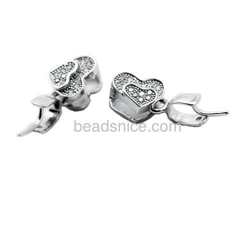 Pinch Bail for Pendants Jewelry Pendant Findings 925 silver Heart-shaped