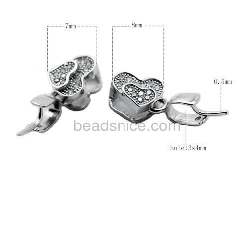 Pinch Bail for Pendants Jewelry Pendant Findings 925 silver Heart-shaped