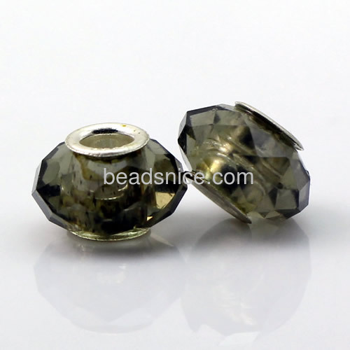 Crystal European Beads, with 925 sterling silver core, Rondelle, 13x8.5mm, Hole:Approx 4MM