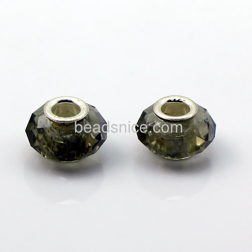 Crystal European Beads, with 925 sterling silver core, Rondelle, 13x8.5mm, Hole:Approx 4MM