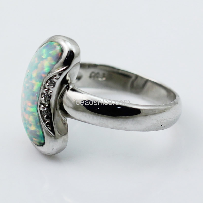 Silver stone ring finger ring with opal half moon shaped ring wholesale fashion jewelry ring findings sterling silver gifts