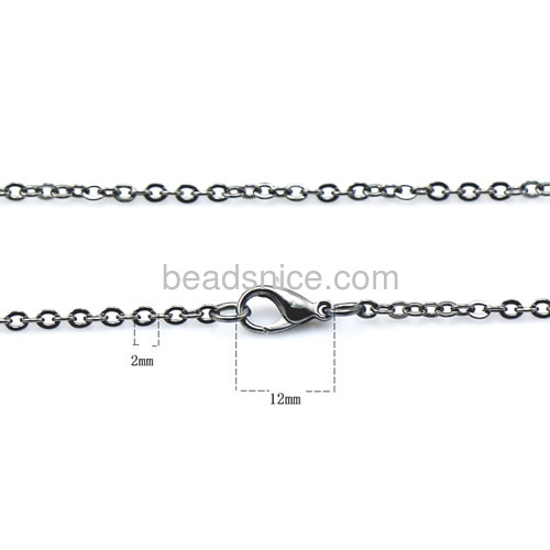Iron Necklace Chain with  clasp 10mm  and  2mm thick,length 24 inch,nickel free,lead safe,