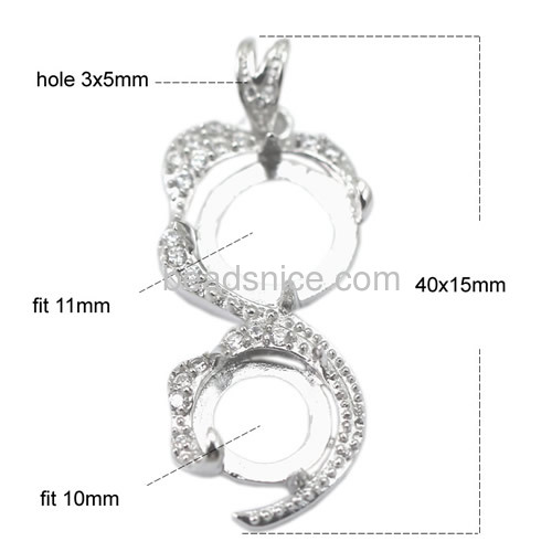 925 sterling silver zirconia pendant setting fit 10mm and 11mm round gemstone pendant