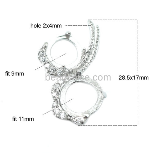 925 sterling silver zirconia pendant setting for best friend fit 9mm and 11mm round