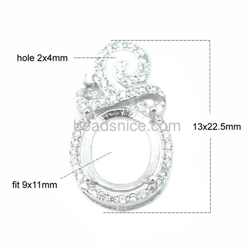 our pendant 925 sterling silver zirconia pendant setting fit 9x11mm oval