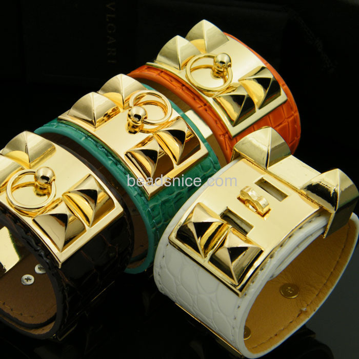 pyramid rivet wide leather bracelet of colorfull adjustable bracelets for women