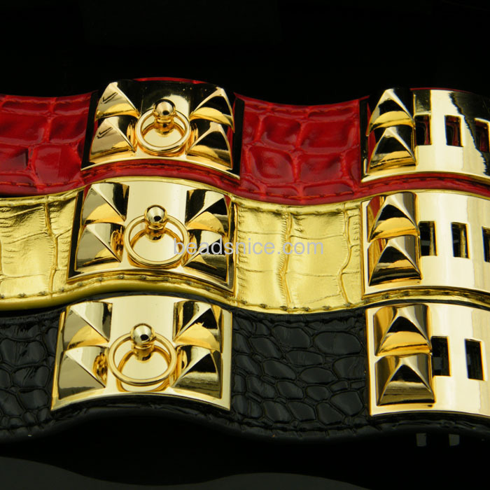 pyramid rivet wide leather bracelet of colorfull adjustable bracelets for women