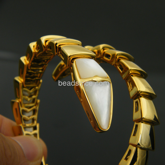 titanium steel bracelet super gas field gold snake bracelets for women agate inlaid shell