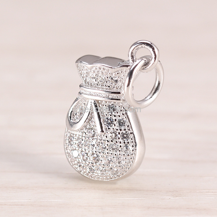 Micro Pave Bag pendant Charm Jewelry Pendants wholesale 925 sterling silver European style fashion bag