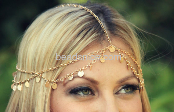 European and American trade new wave of street shooting super shiny piece tassel chain headdress hair band hair accessories H006