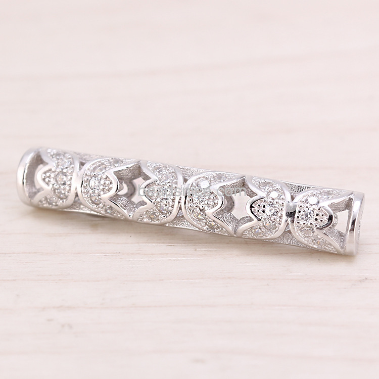 Micro pave Tube Jewelry findings  925 sterling silver diy wholesale accessories star