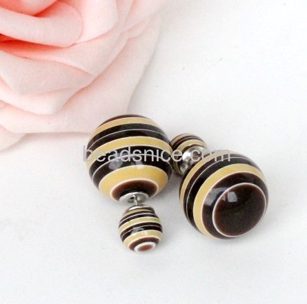 Main section early autumn candy-colored stripes Bohemian pearl earrings sided head size E08