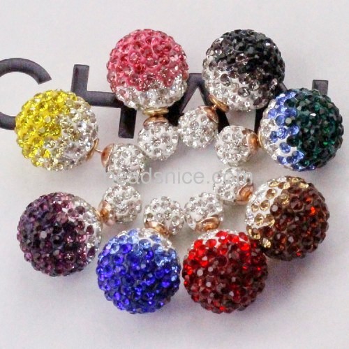 Double sided earrings artificial flashing beads ball wholesale jewelry findings