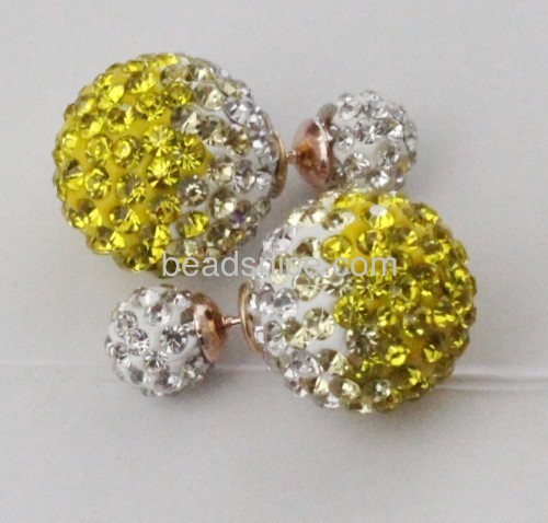 Double sided earrings artificial flashing beads ball wholesale jewelry findings