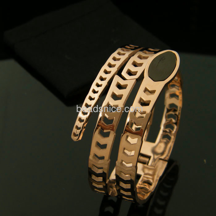 Multi-turn serpentine bracelet rose gold unique titanium steel bracelet with inlaid black onyx