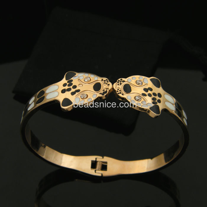 titanium steel bracelet jewelry cheap wholesale double leopard head drip