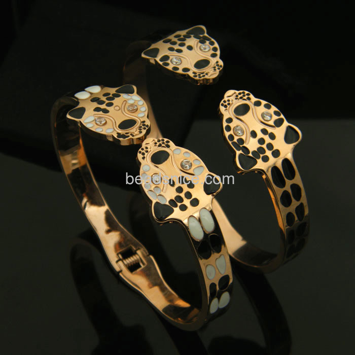 titanium steel bracelet jewelry cheap wholesale double leopard head drip