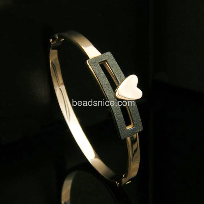 wholesale rose gold titanium steel bracelet black matte heart bracelet for lovers