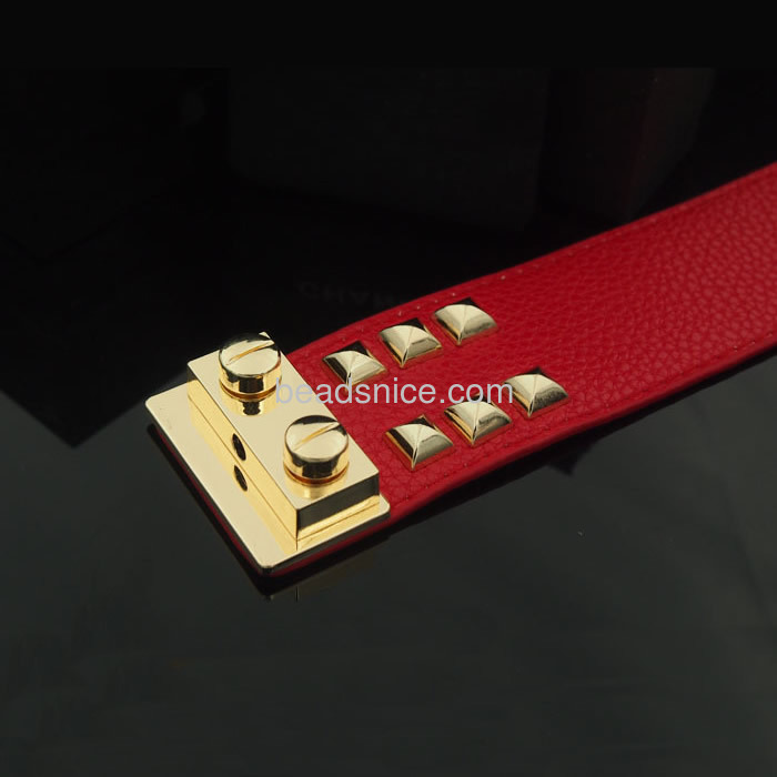PU rivet alloy leather bracelet