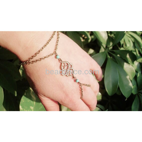 Slave bracelet ring with hollow auspicious charm ring bracelet hand chain
