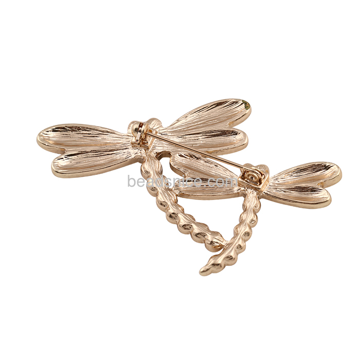 Dragonfly brooch pin wedding double dragonflies rhinestone wholesale bulk jewelry findings zinc alloy gifts