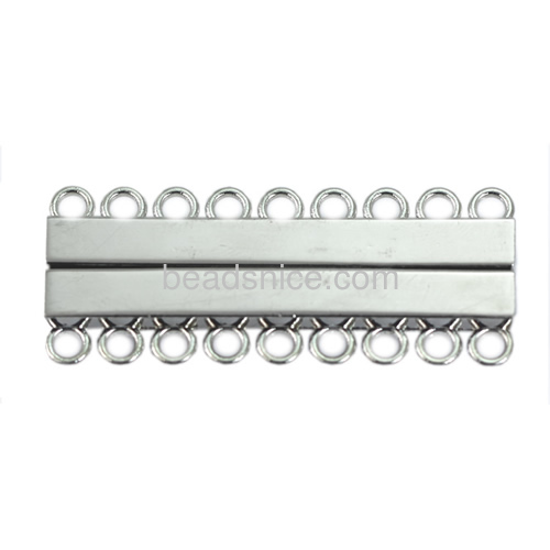 Necklace clasp 9 Holes strong magnetic clasp for brazil leather bracelet making zinc alloy rectangle