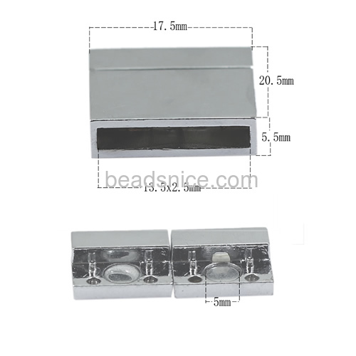 Magnetic clasps for jewelry Flat Hole Strong Magnet Clasp for Brazil Bracelet Multi Strand Bracelet zinc alloy rectangle