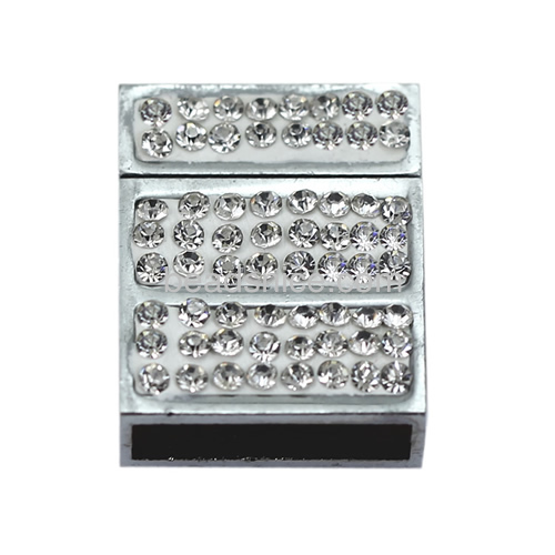 Clasp buckle with rhinestone leather findings rectangle hand rack plating more color for choose