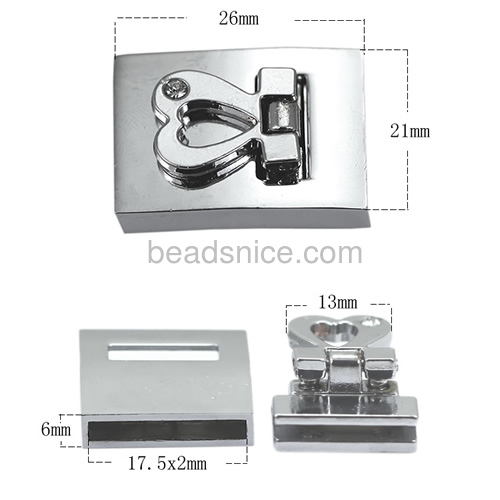 Clasps for flat leather for bracelets design zinc alloy handmade plated